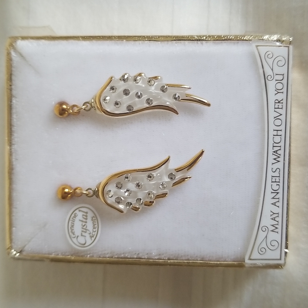 New Angel Wings Glass Swarovski Crystals Earrings